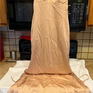 Elegant Tan champagne Satin Dress